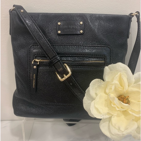 KATE SPADE ♠️ Metallic Jan Darien Have Courage Crossbody In Black Shimmer - Picture 2 of 10